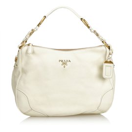 Prada-Leather Shoulder Bag-White,Cream