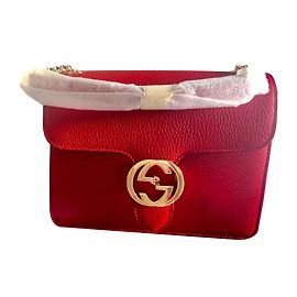 Gucci Interlocking handbag red lambskin leather Red