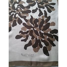 Givenchy-Silk scarves-Brown,Beige