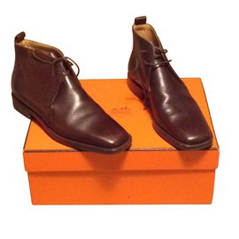 Hermès-Botines-Marrón oscuro