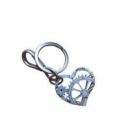 Prada-PRADA METAL HEART KEYCHAIN NEW-Metallic