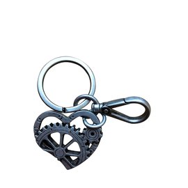Prada-PRADA METAL HEART KEYCHAIN NEW-Metallic