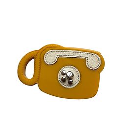 Prada Leather & Bakerlite Plex Phone Brosche Gelb