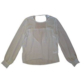 Autre Marque Cooperative White Blouse with Transparent Sleeves and Open Back White