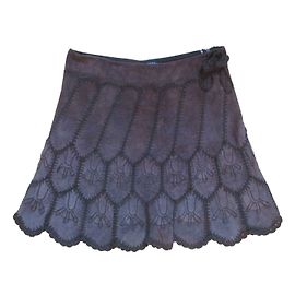 Autre Marque Jupe marron en cuir de pécari Chine Collection Marron