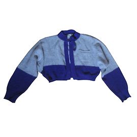 Colete Sonia Rykiel Roxo e Cinza Lã de Angorá e Pelo de Coelho Cinza Roxo