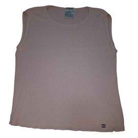 Top sin mangas Chanel de algodón rosa Rosa