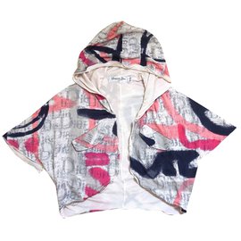 Dior-Cropped hooded jacket-Pink,Grey