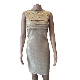 Robe mi-longue dorée Just Cavalli Taille S Doré
