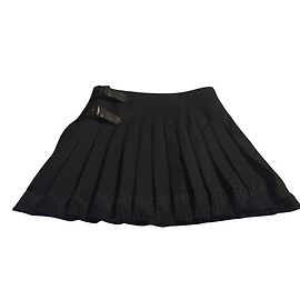 Schwarzer Burberry Rock 100% Wolle Brieftasche Kilt Schwarz