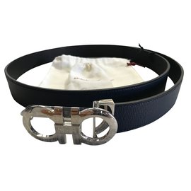 Salvatore Ferragamo-new black reversible ferragamo salvatore belt-Black,Blue
