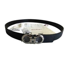 Salvatore Ferragamo-new black reversible ferragamo salvatore belt-Black,Blue