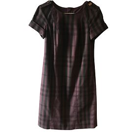 Robe à motifs tartan violet et noir Burberry Brit Noir Violet