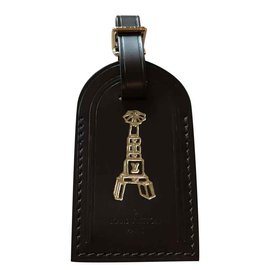 Louis Vuitton-Etiqueta de equipaje de Louis Vuitton-Marrón oscuro