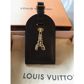 Louis Vuitton-Etiqueta de equipaje de Louis Vuitton-Marrón oscuro