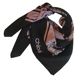 Chloé Seidentuch 76x82 cm Schwarz Lavendel