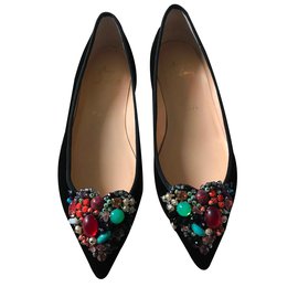 Christian Louboutin-DIVA CORA FLAT VELVET-Black
