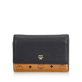 MCM Visetos Leder Kleine Geldbörse Braun Schwarz