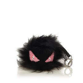 Fendi-Fur Pom-Pom Bag Charm-Black,Pink