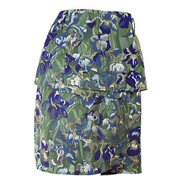 Saia Kenzo com padrão de íris assimétrica em viscose Branco Amarelo Verde claro Verde escuro Azul escuro