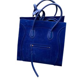 Céline-Céline Phantom handbag in electric blue suede-Blue