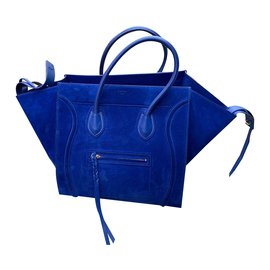 Céline-Celine Phantom Handtasche aus elektrischem blauem Wildleder-Blau