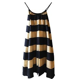 Vestido de seda listrado marinho, creme e amarelo Marc by Marc Jacobs. Cru Amarelo Azul marinho