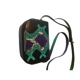 Lancel Bianca Nano Python and Leather Handbag Multicolour Multiple colors