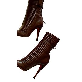 Christian Louboutin Ankle Boots Dark Red Leather Dark red