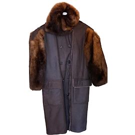 Cappotto Yves Saint Laurent in pelle e visone marrone Marrone
