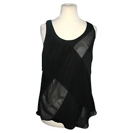Rag & Bone Chiffon-Oberteil asymmetrisch Schwarz Weiß