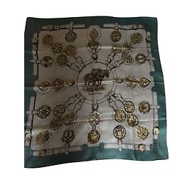 Lenço Hermès Cuivreries de seda cor eggshell Fora de branco