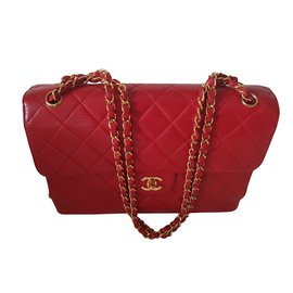 Chanel-forrado SIDED CHANEL JUMBO BAG RED EDIÇÃO LIMITADA-Vermelho