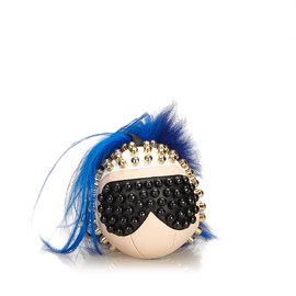 Fendi-Fur-Trimmed Punkarlito Bag Charm-Black,Blue