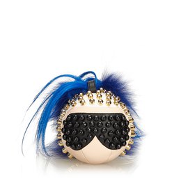 Fendi-Fur-Trimmed Punkarlito Bag Charm-Black,Blue