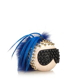 Fendi-Fur-Trimmed Punkarlito Bag Charm-Black,Blue