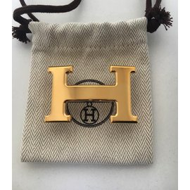 Hermès-Cintura con fibbia Hermès Constance in metallo dorato lucido, Nuova Condizione!-D'oro