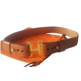 Hermès-Ceinture Hermès-Marron clair