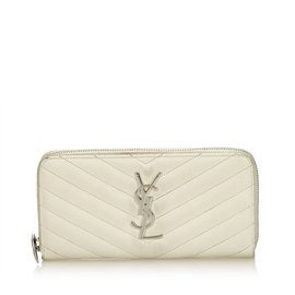 Autre Marque-Quilted Leather Long Wallet-White,Cream
