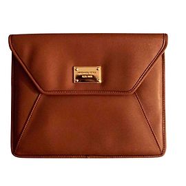 Michael Kors Clutch Bag Brown Leatherette Brown