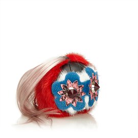 Fendi-Studded Fur Pom-Pom Bag Charm-Pink,Multiple colors