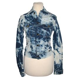 Plein Sud tie dye denim jacket with rhinestones Blue