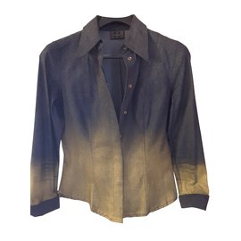 Fendi-Giacca jeans FENDI-D'oro,Blu scuro