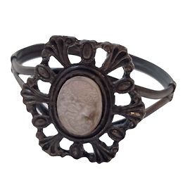 Autre Marque Cameo Armband Gunmetal mit Perlmutt Anthrazitgrau