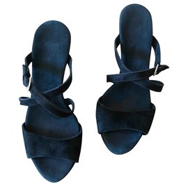 Ugg-sandali con zeppa in camoscio nero "Jullita" UGG® Austrzlian °38-Nero,Beige