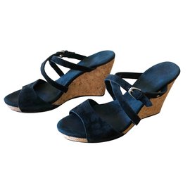 Ugg-wedge sandals black suede "Jullita" UGG® Austrzlian °38-Black,Beige