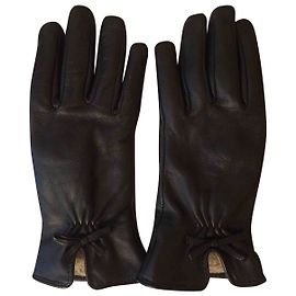 Loewe Schwarze Lederhandschuhe Schwarz