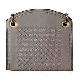 Bottega Veneta-WALLET WITH CHAINS IN Braided LEATHER-Grey