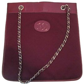 Borsa Chanel in pelle e jersey bordeaux Bordò