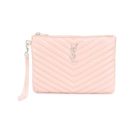 Autre Marque-Leather Monogram Wristlet-Pink